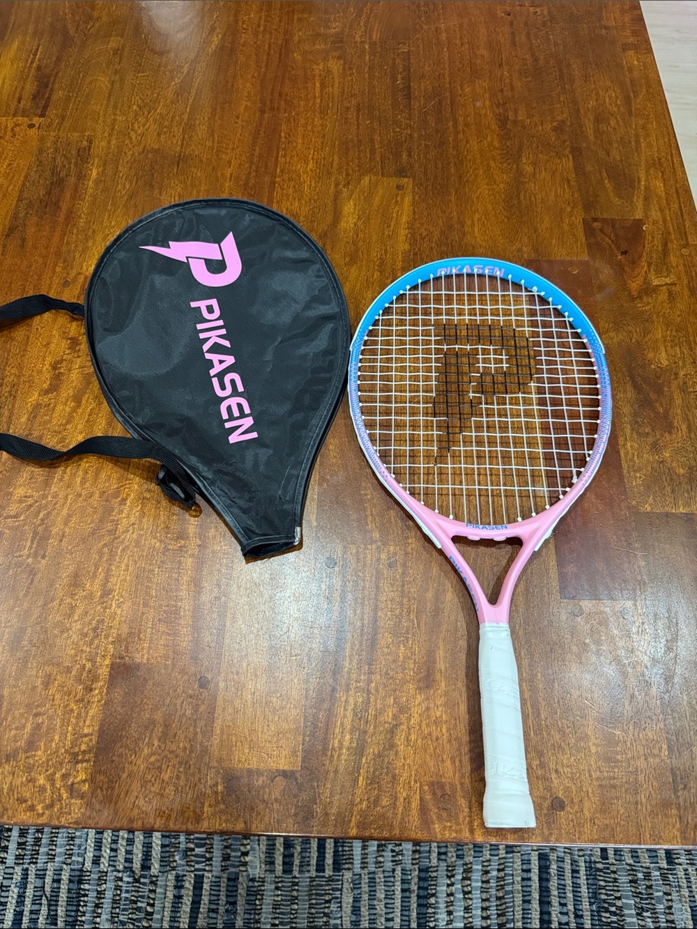 PikAsen Pink & Blue Tennis Racket with Carry Cover Pikasen 21-inch